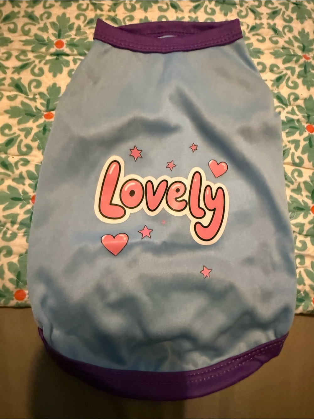 Lovely Light Blue Dog Tank with Purple Trim